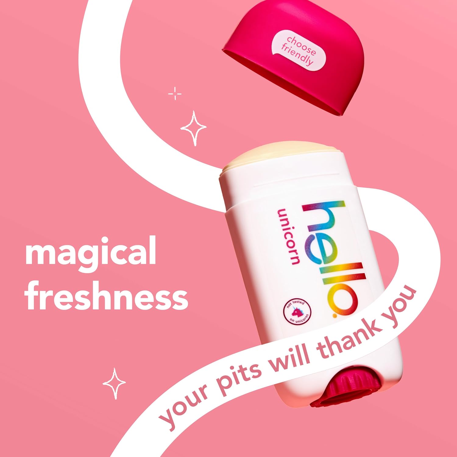 hello Unicorn Aluminum Free Deodorant for Women, Girls, Safe for Kids, Dermatologically tested, Natural Fragrance, 2 Pack